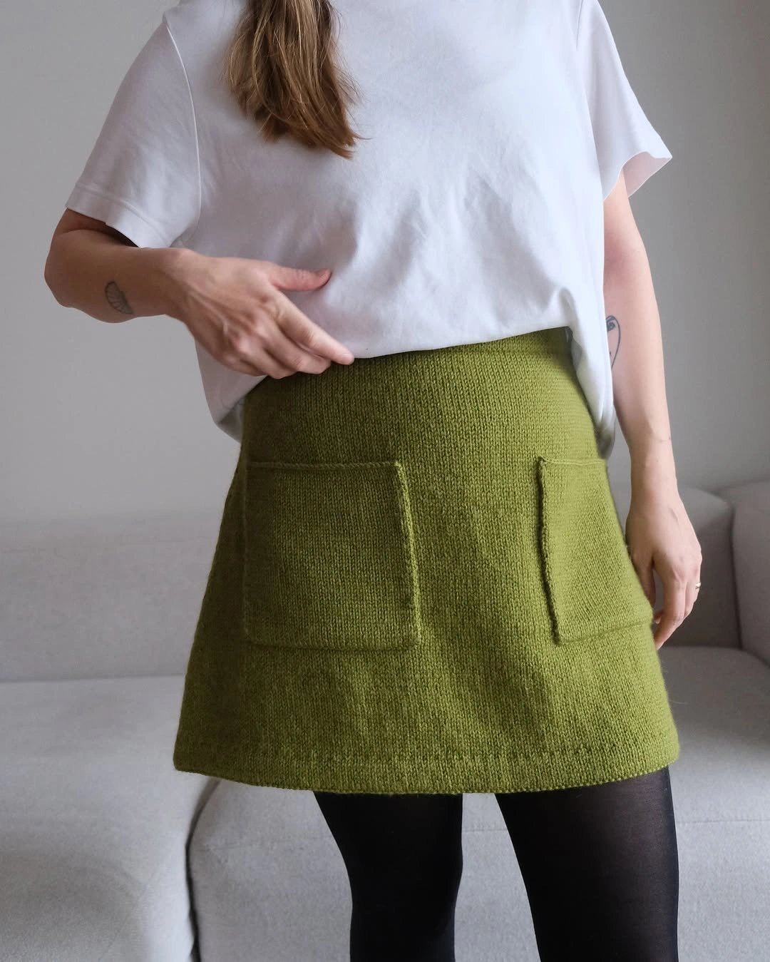 knit skirt outfits fall 2026 Fresh Green Knit Skirt That Brightens Autumn Neutrals