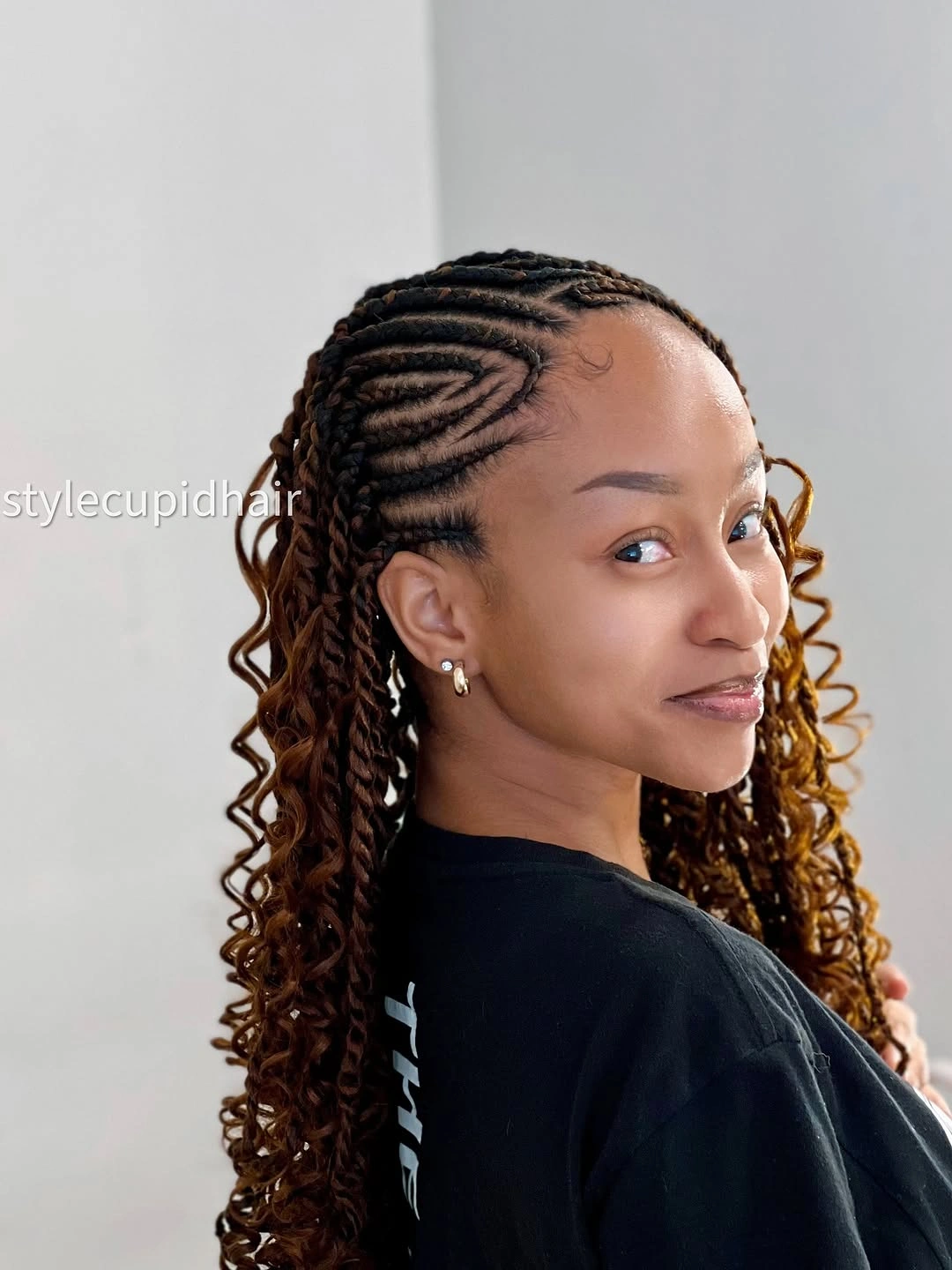 lemonade braid hairstyle Half-Up Lemonade Braids With Soft Brown Curls