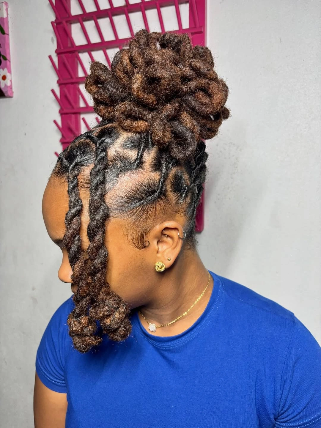 locs hairstyles for black women Elegant Crown Bun with Twisted Face-Framing Locs