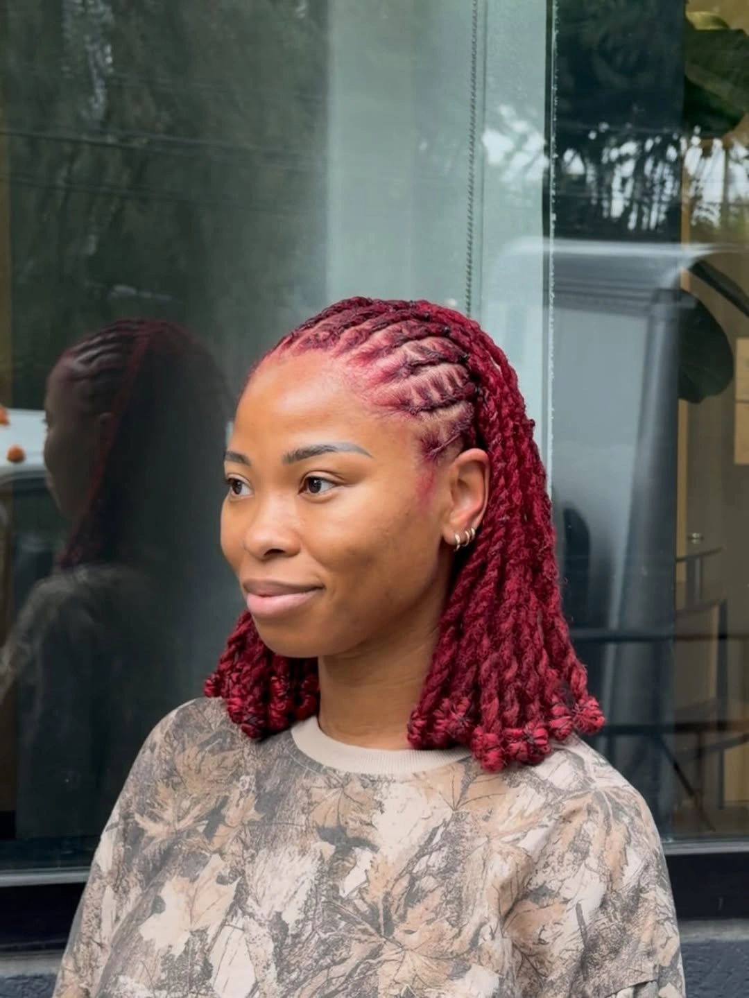 locs hairstyles for black women Deep Burgundy Half-Up Loc Style
