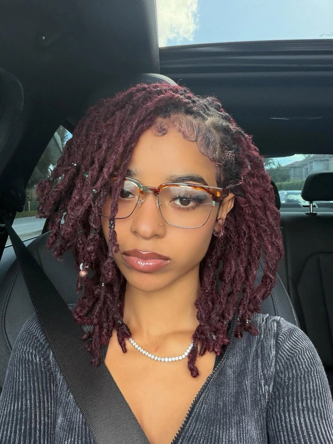 locs hairstyles for black women Soft Plum Loc Bob with Side Part