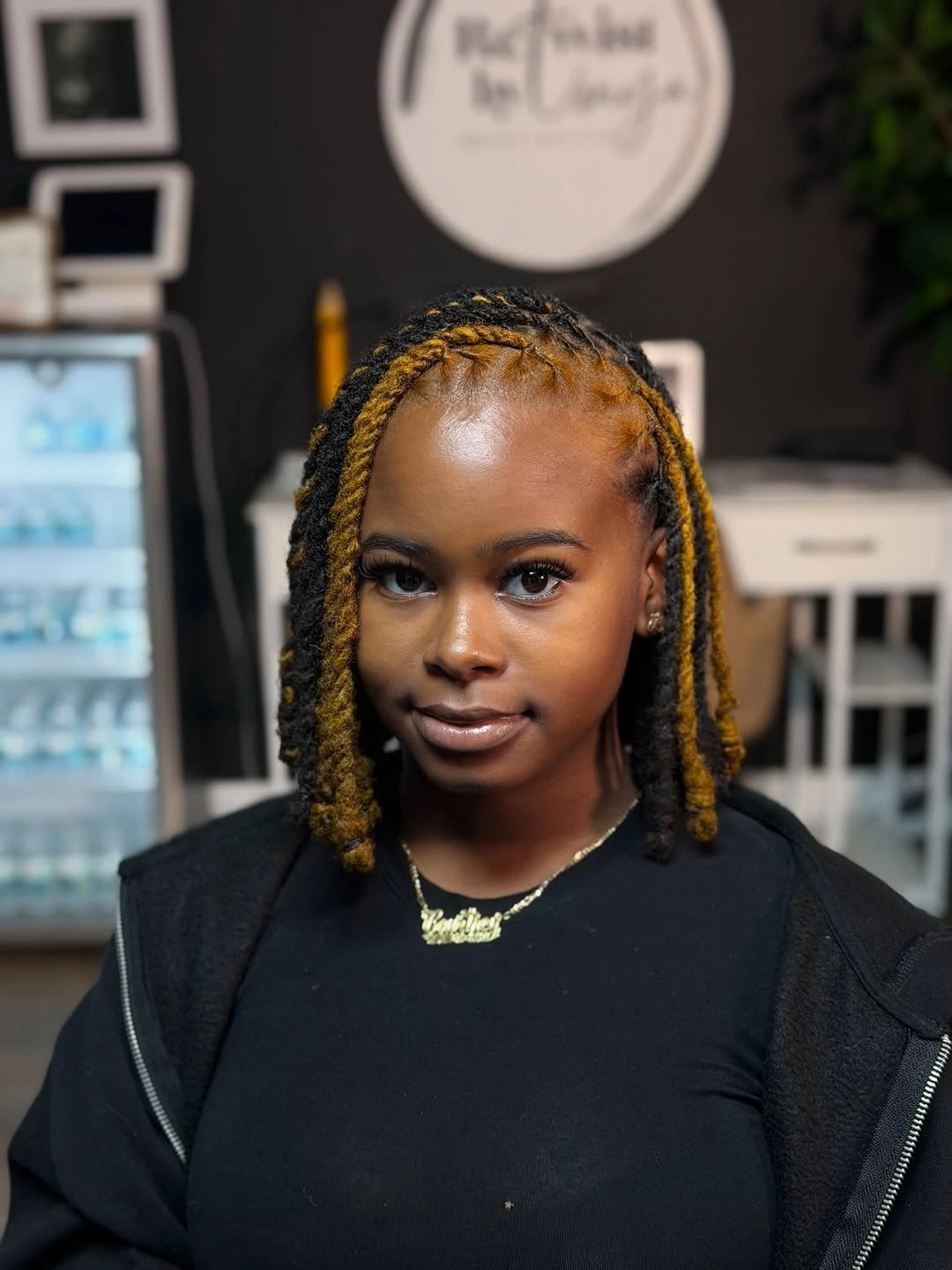 locs hairstyles for black women Shoulder-Length Loc Bob with Honey Highlights