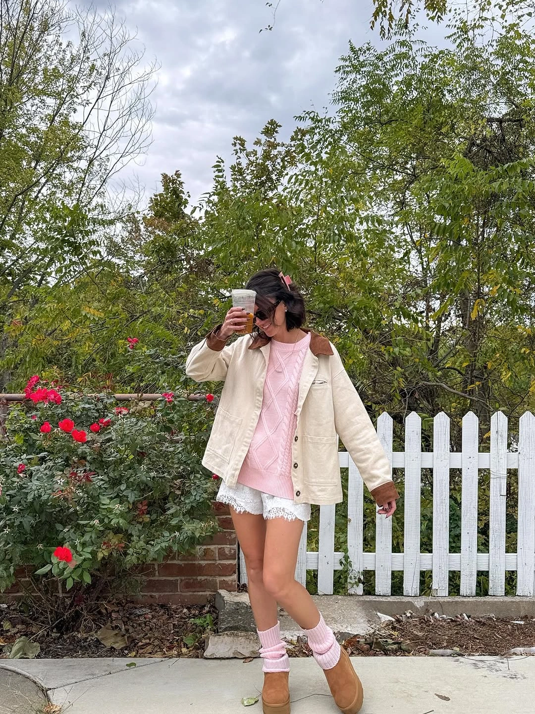 September fashion trends 2026 Cream Jacket With Pink Socks And Loafers