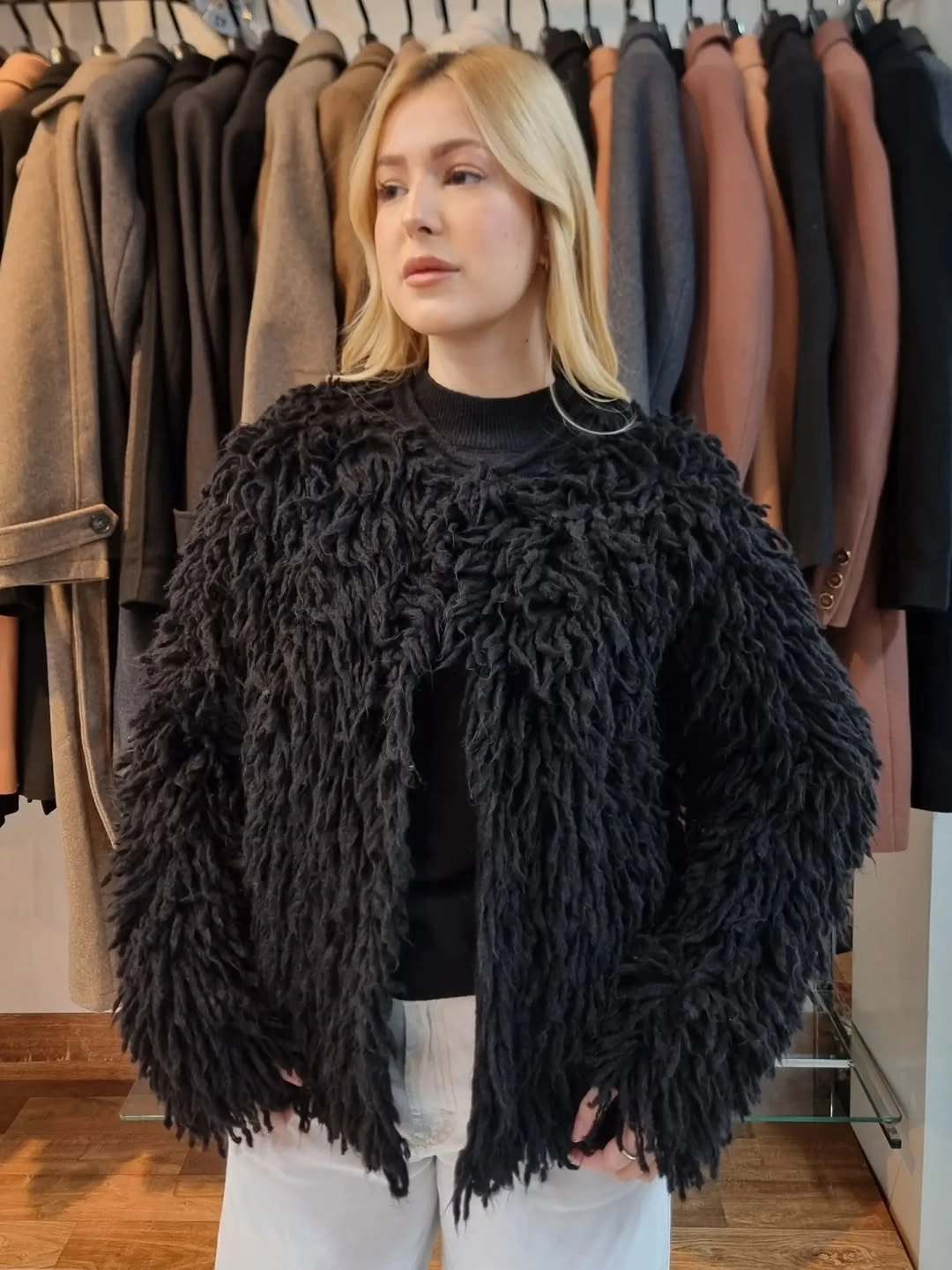 shaggy jacket Classic Black Texture That Belongs in Every Wardrobe
