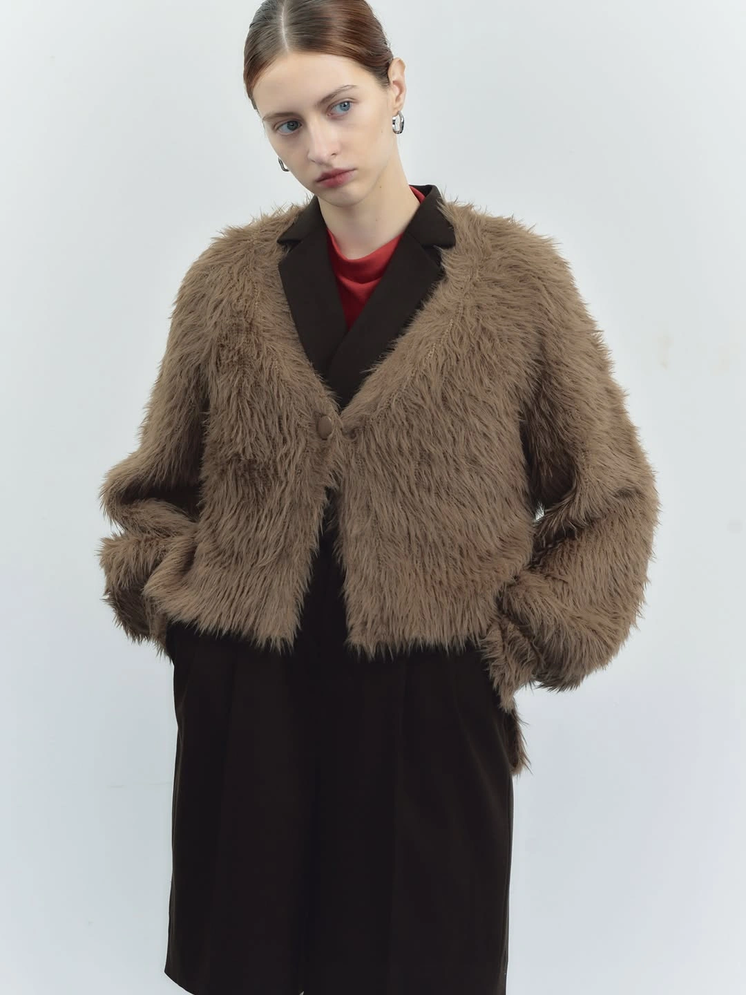 shaggy jacket Minimalist Taupe with Quiet Luxury Appeal