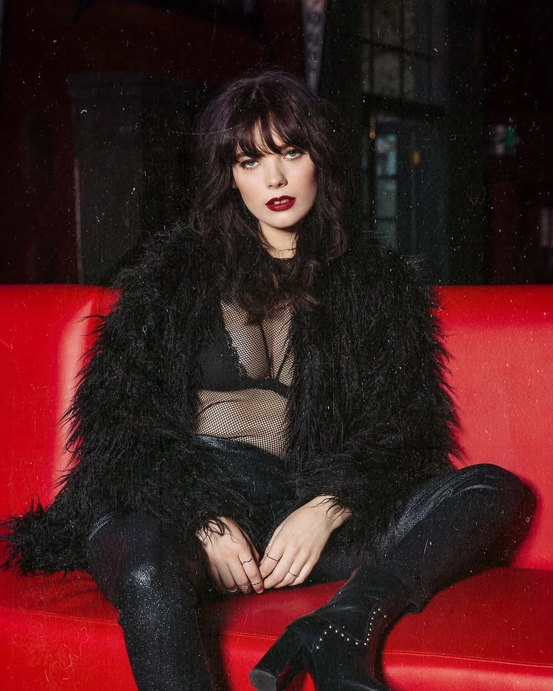 shaggy jacket Evening Glamour with a Dramatic Black Shaggy Jacket