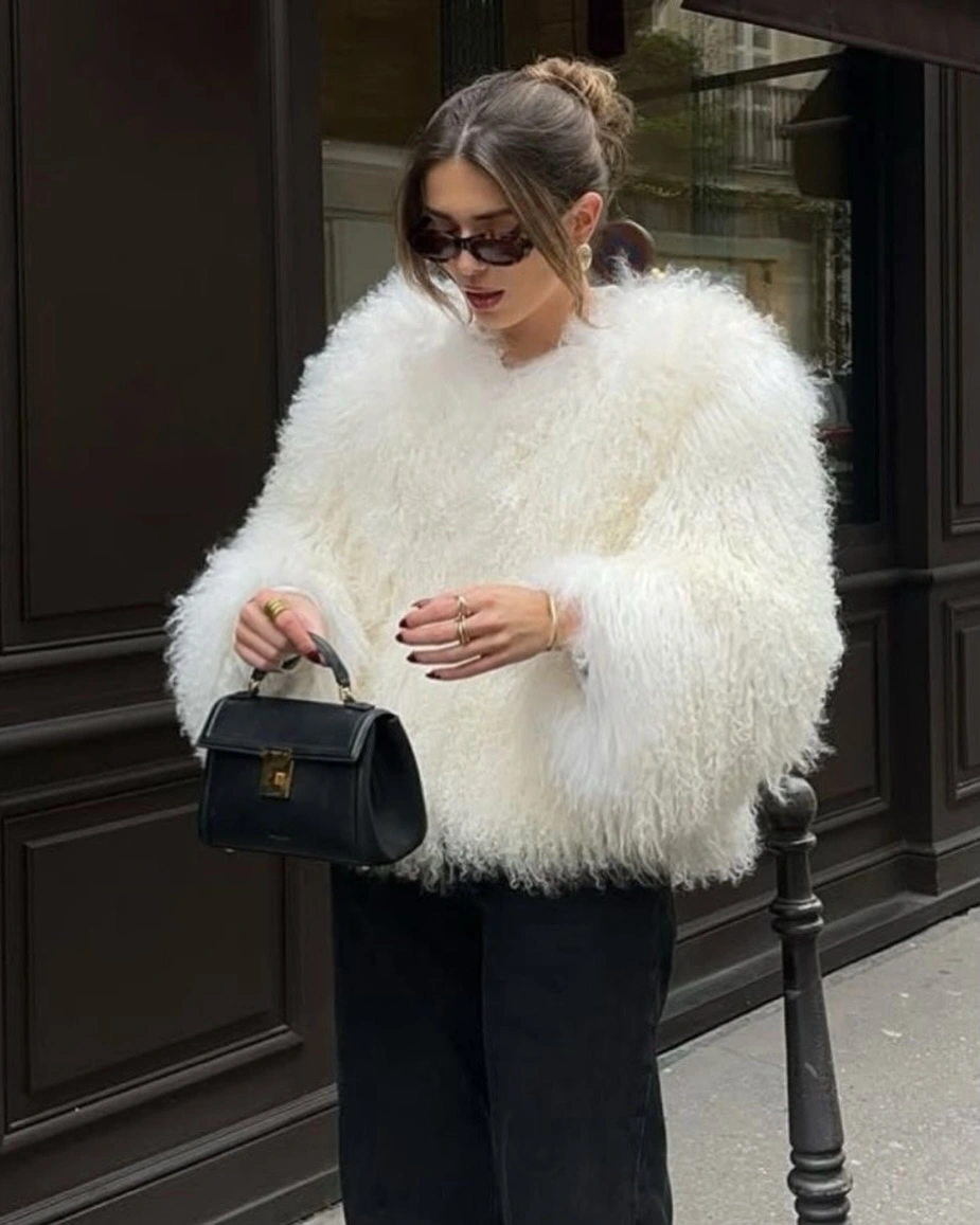 shaggy jacket Fresh Monochrome Street Style in Crisp White