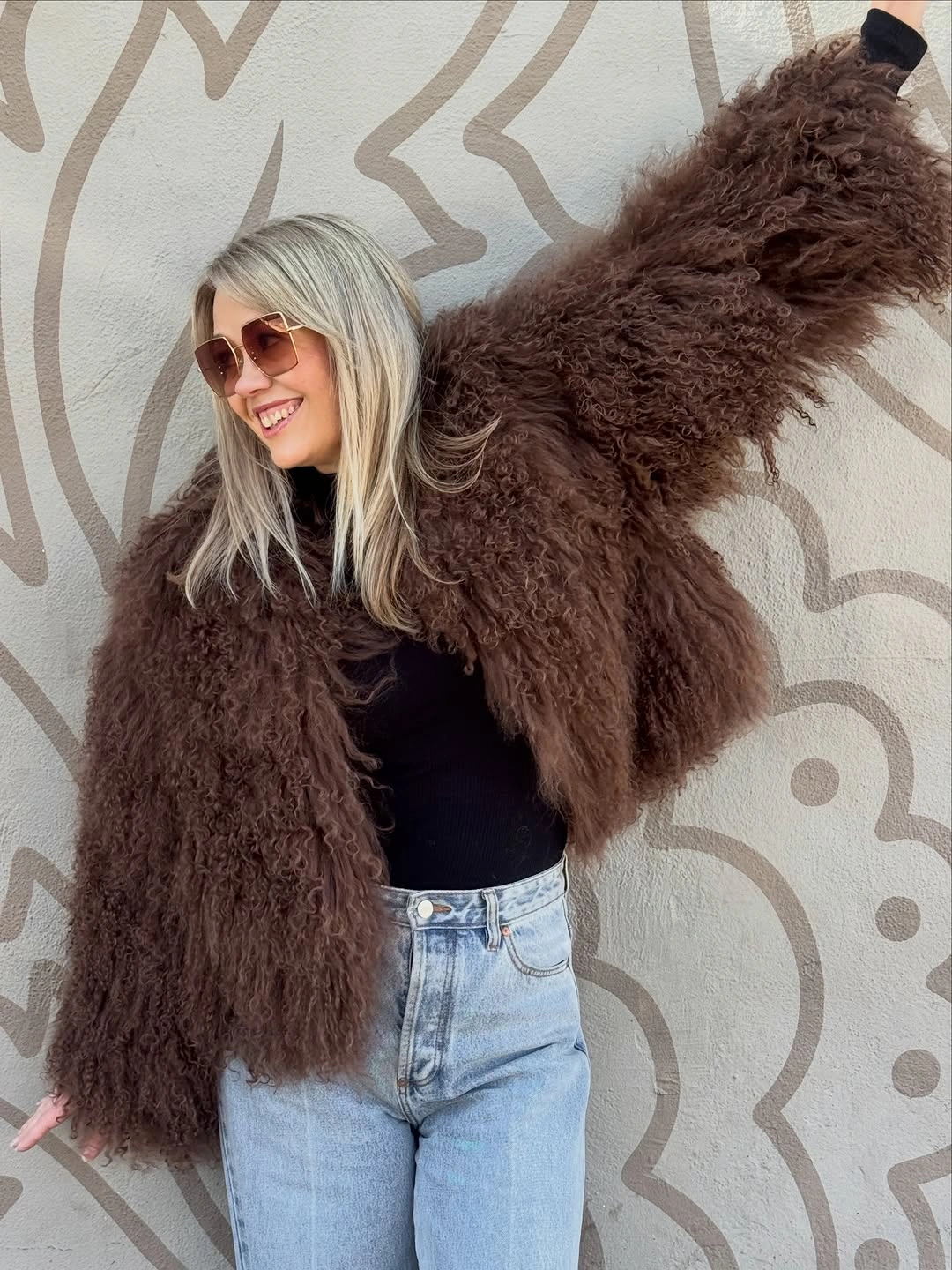 shaggy jacket Relaxed Weekend Denim Meets Bohemian Texture