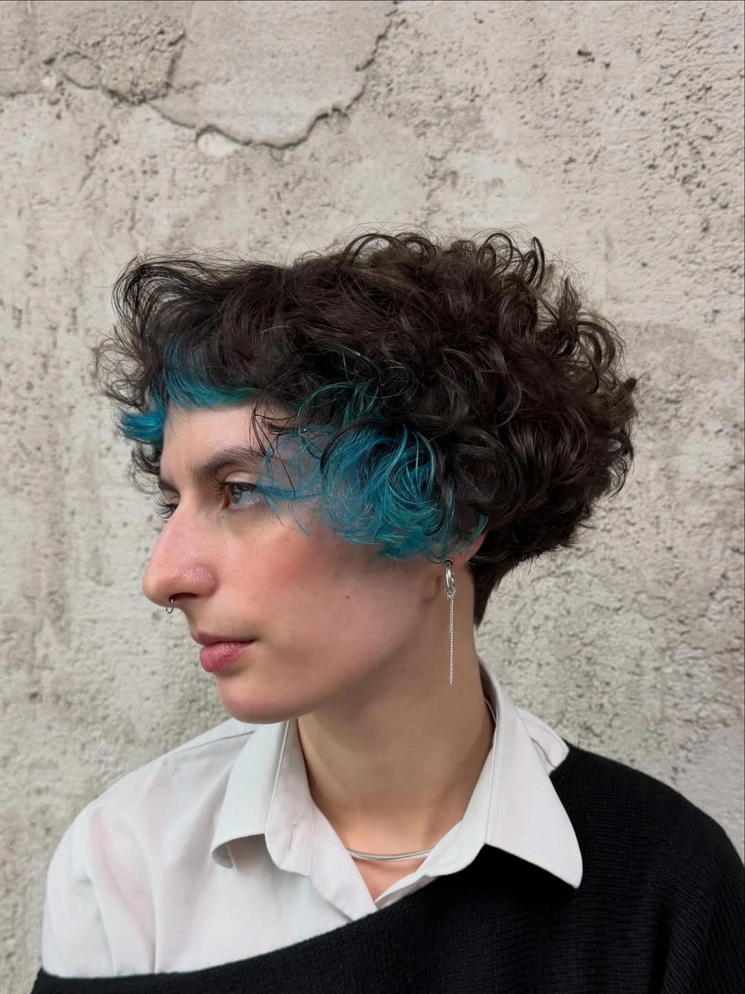short bobbed hairstyle Curly Artistic Bob with Bold Color Accents