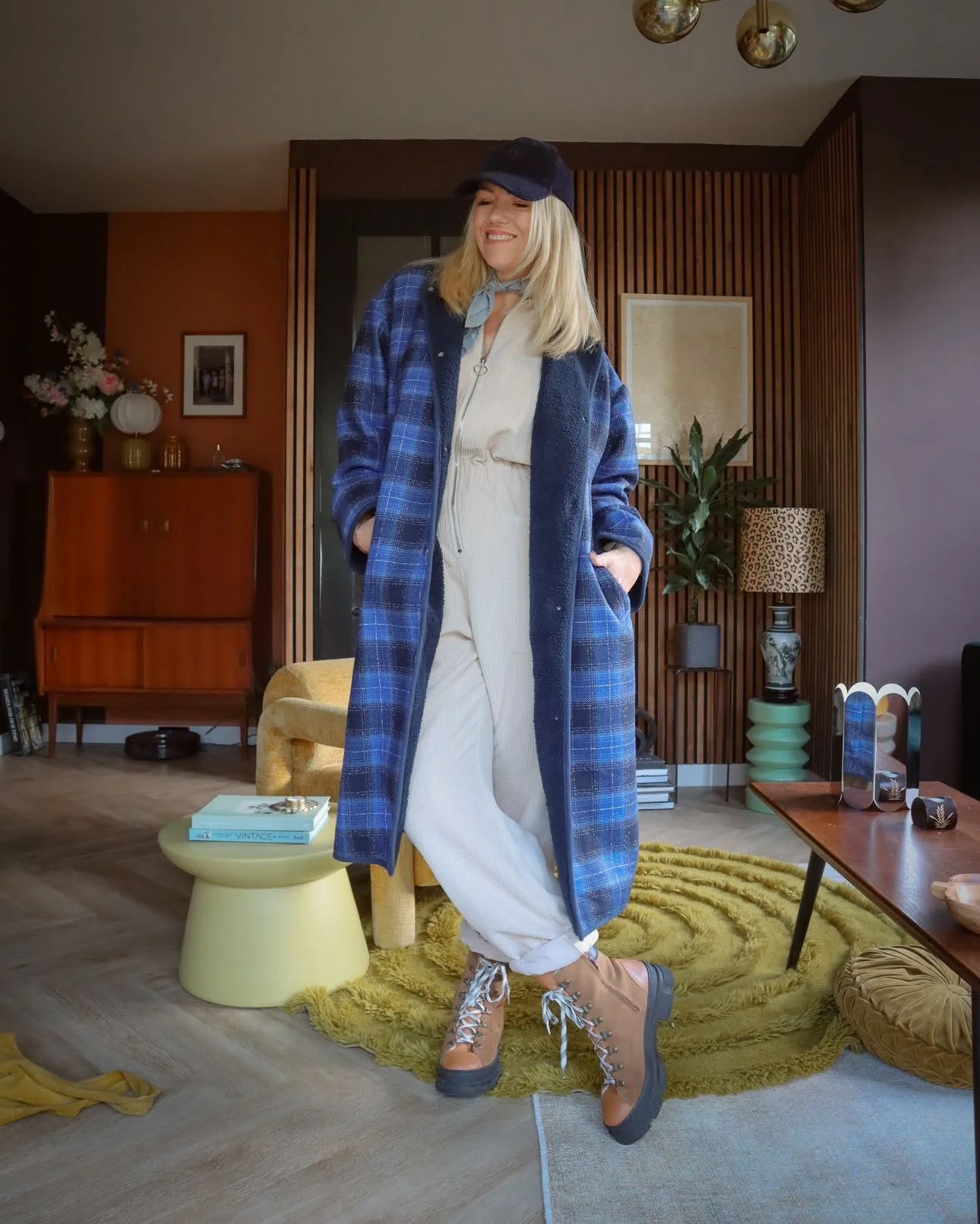 what are must-have fall outfits for 2026 Outdoor Adventure Style with a Blue Plaid Statement Coat