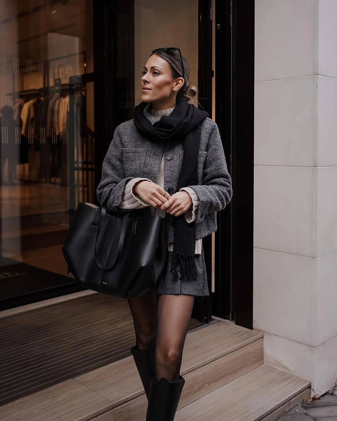 what are must-have fall outfits for 2026 Gray Layers and Tall Boots for City Sophistication