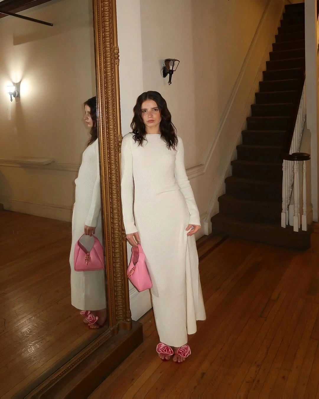 what are the best fall outfits for casual days? Soft Knit Dress with a Romantic Pop of Pink