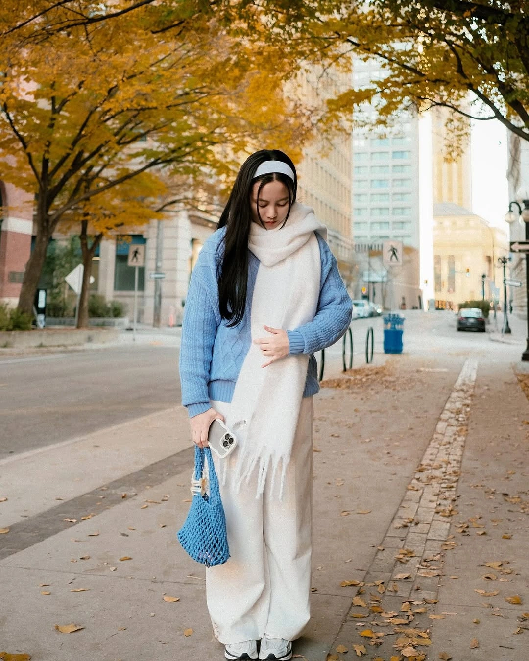 what are the best fall outfits for casual days? Powder Blue Layers That Brighten Chilly Fall Days