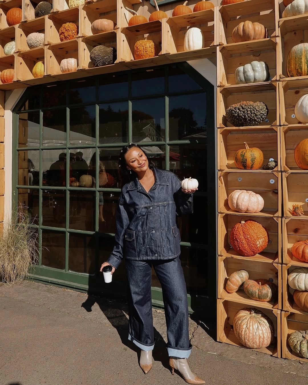 what are the best fall outfits for casual days? Modern Canadian Tuxedo for Pumpkin Patch Days