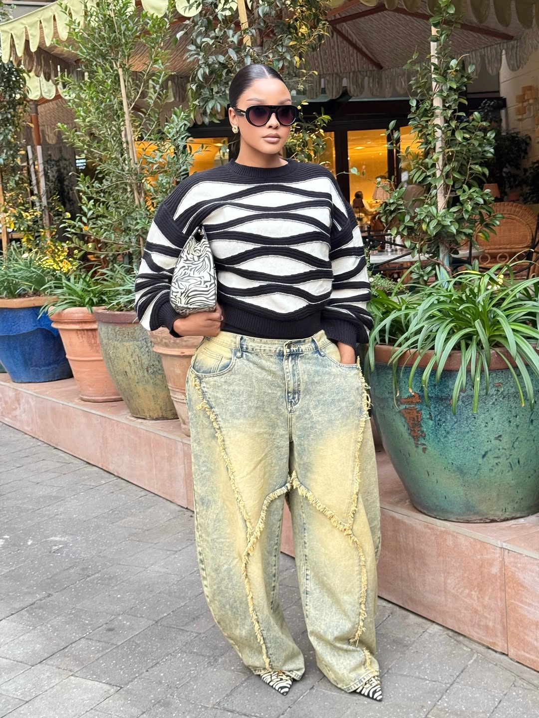 wide leg jeans outfit fall 2026 Statement Knit Meets Artistic Wide-Leg Denim