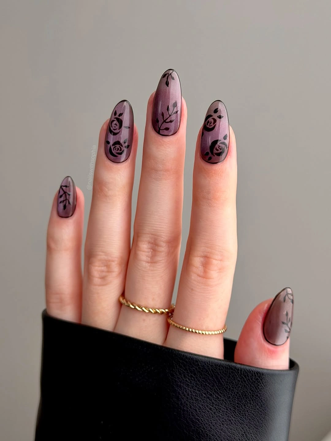 Pale Pink with Burgundy and Black Line Work