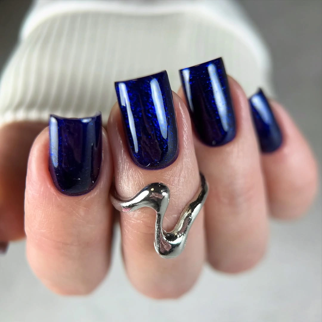 Navy with One Sculptural Silver Accent