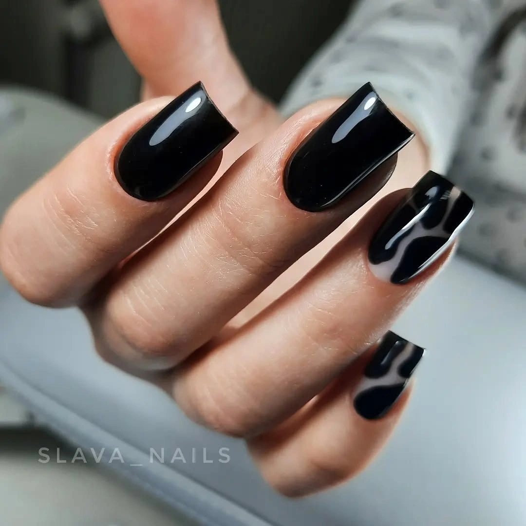 Glossy Black with White Graphic Accents