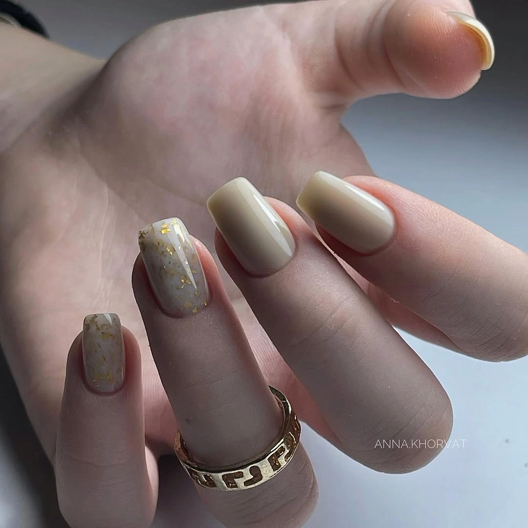 Warm Taupe with One Gold-Fleck Detail