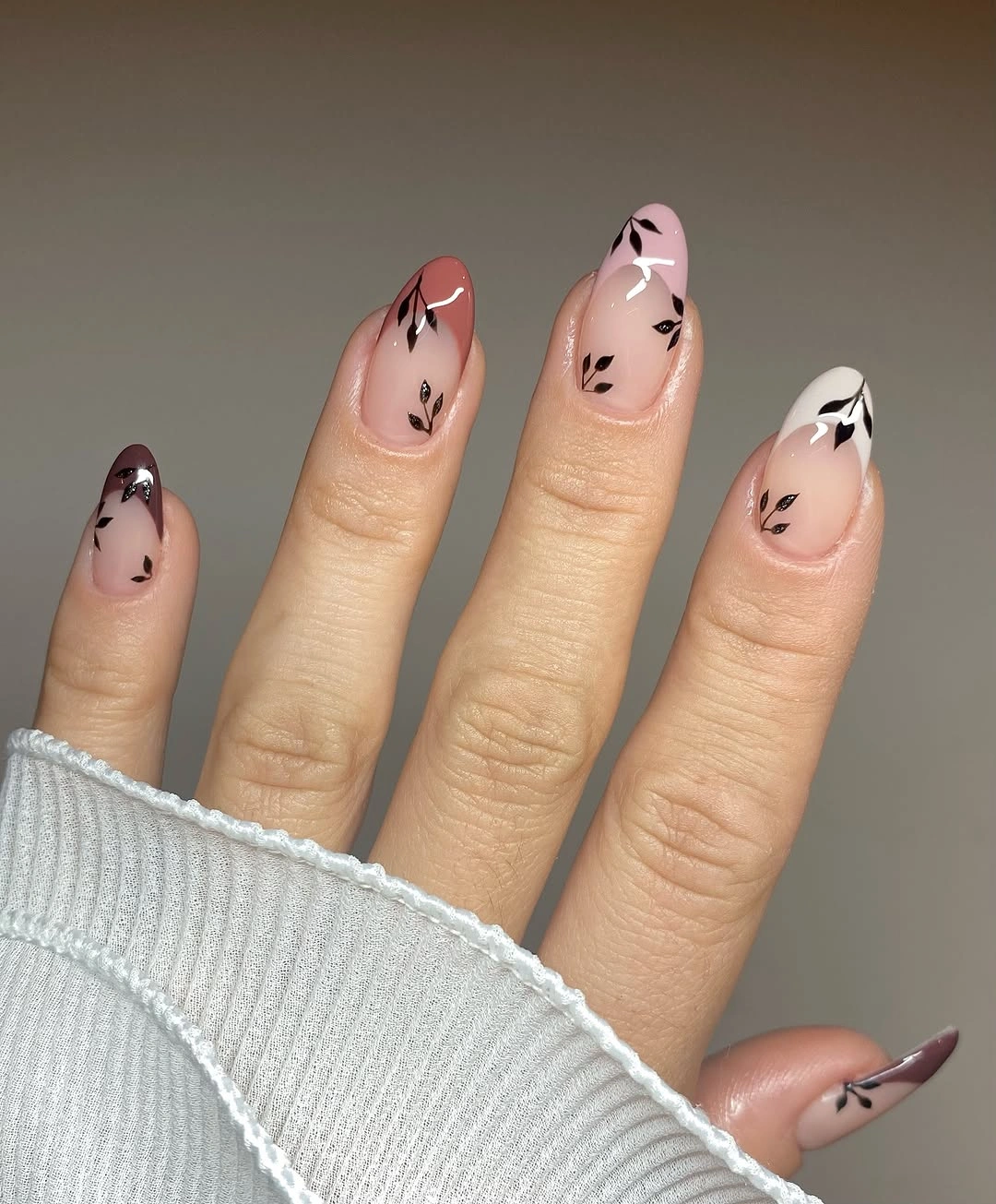 Minimal Nude Nails with Black-and-White Tip Marks