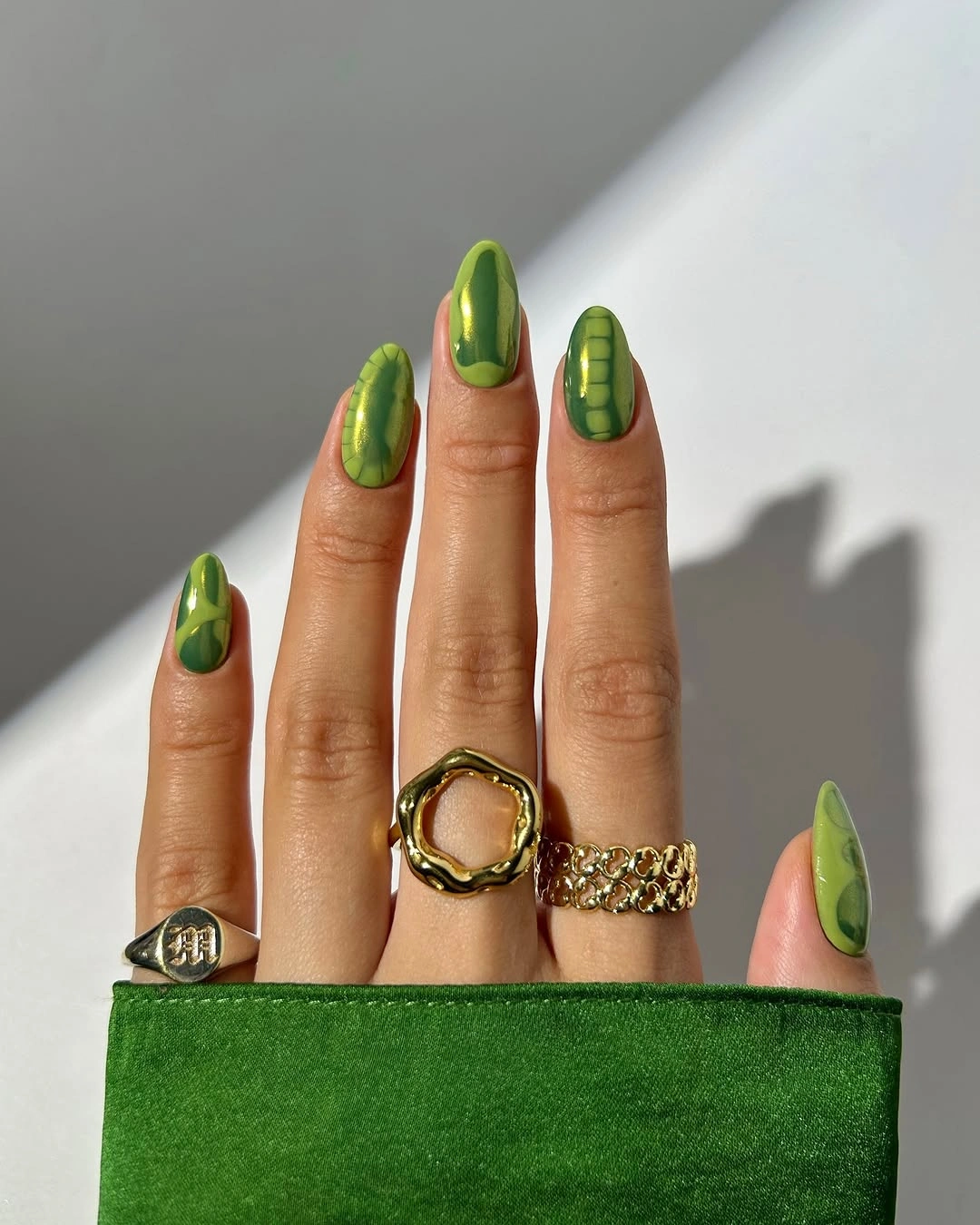 Tonal Green on Long Almond Tips