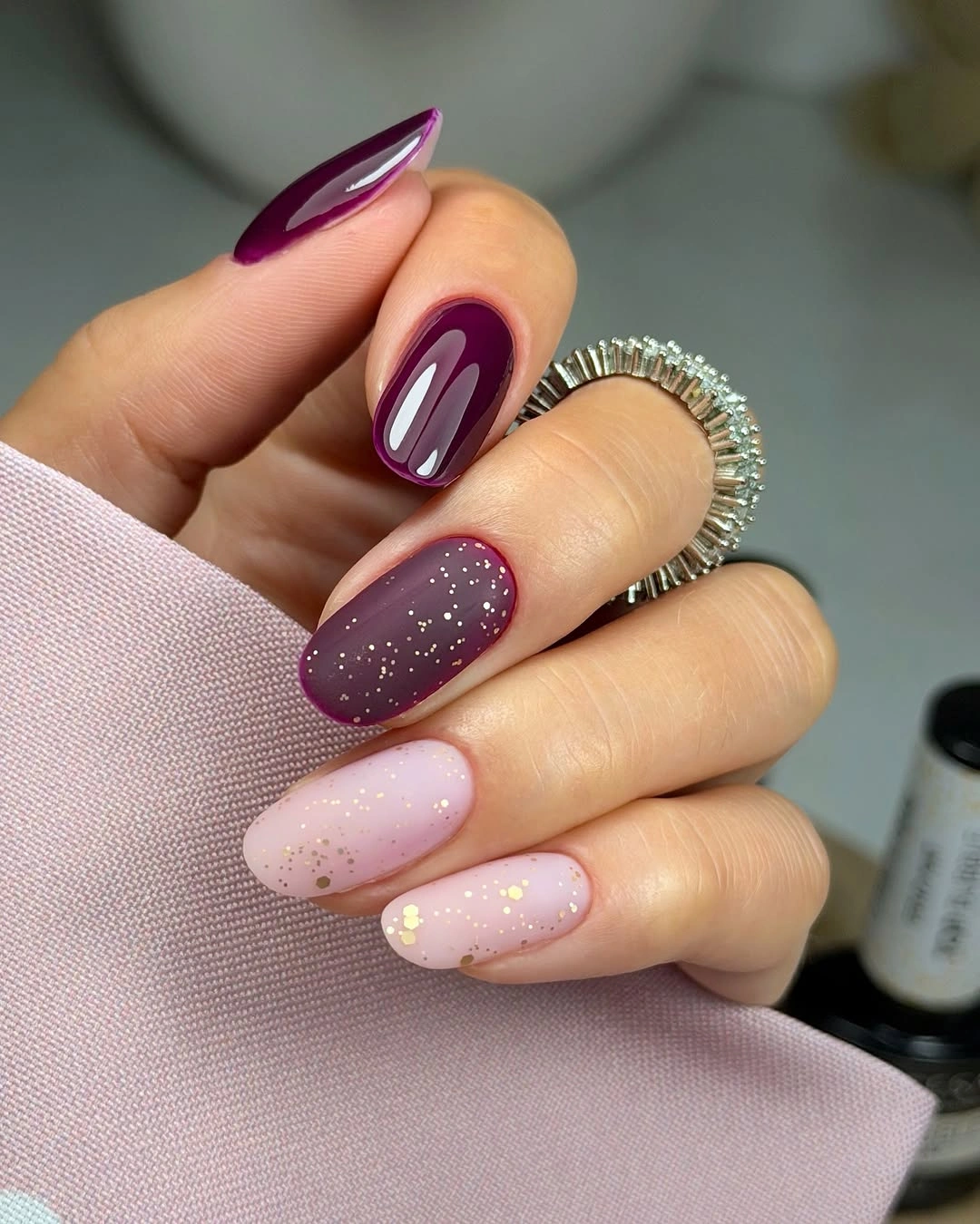 Plum, Pink, and Fine Gold Glitter
