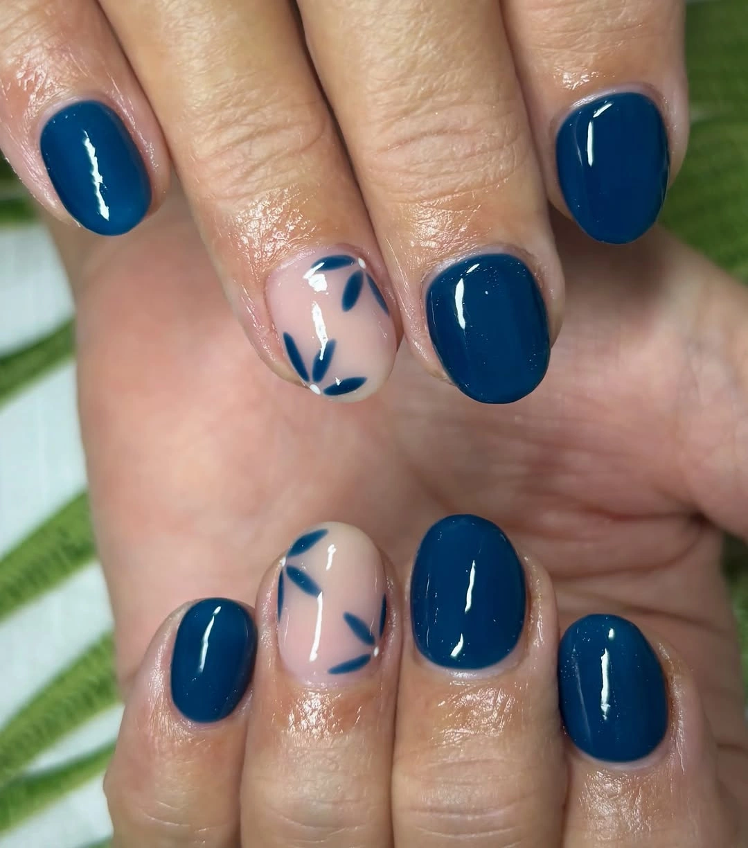 Deep Blue with White Negative-Space Marks