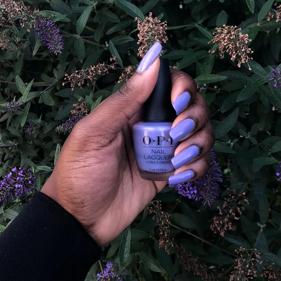 Long almond solid lilac fall nails on dark skin