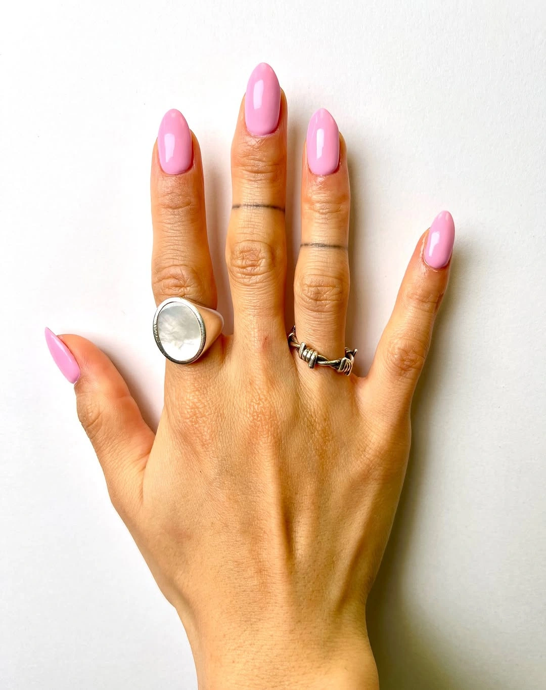 Long square mauve brown and cream reflective nails