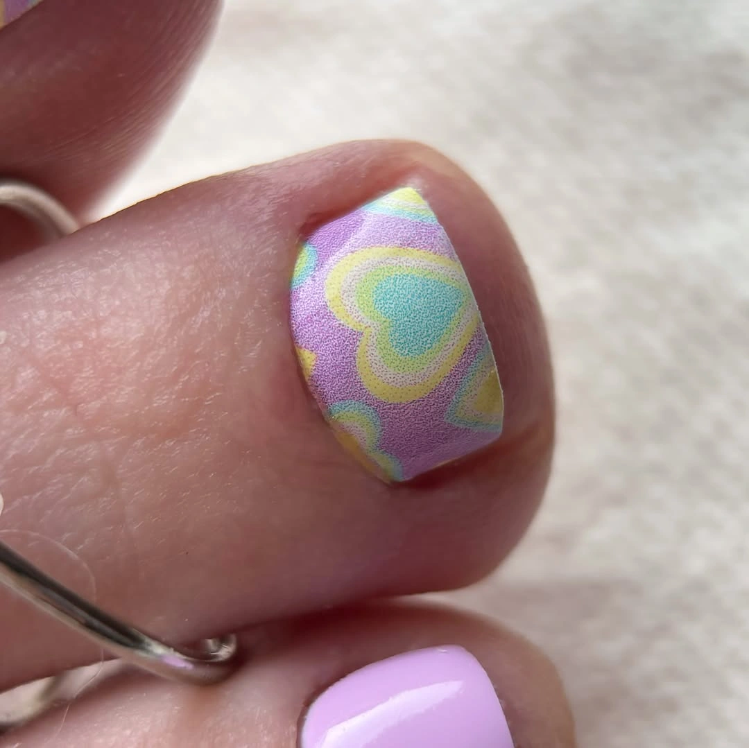 Pastel purple mint yellow and pink big toe swirl design