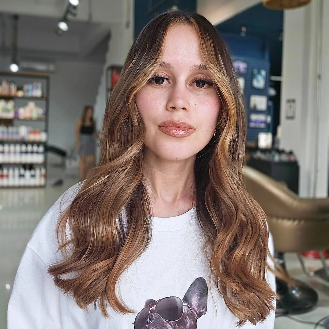 Long warm brown waves with lighter front pieces